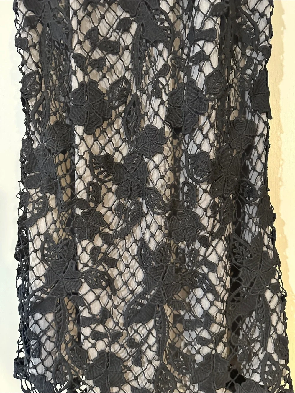Free People Black Crochet Lace Mini Dress Size Small Sheer Boho Festival Dress